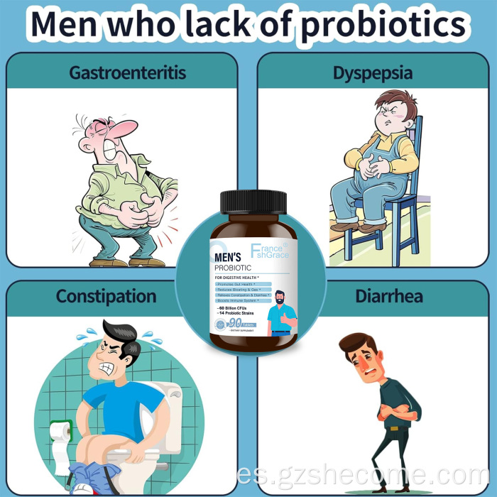 Shecome Tabletas probióticas para hombres Apoyo a la salud digestiva